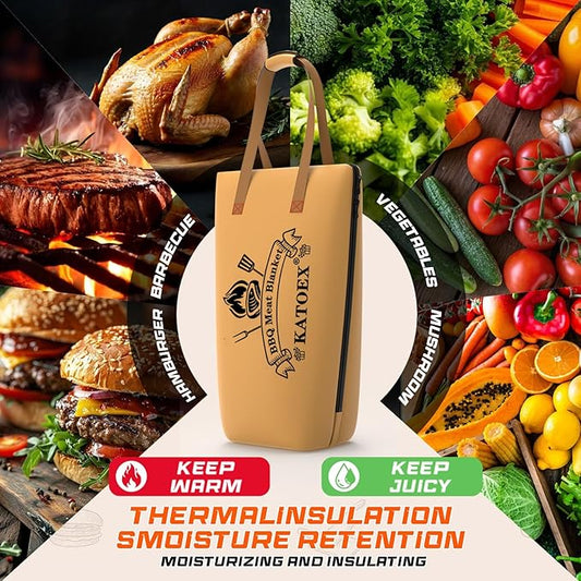 BBQ Blanket for Resting Meat Extra Large, 25in BBQ Meat Resting Blanket for Smoking, Grilling Meat Insulated Resting Bag with Wide Mouth for Large Brisket/Turkey