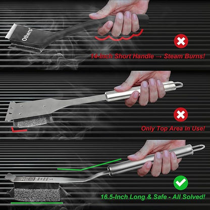 GRILLART Grill Brush Bristle Free, Safe Grill Brush for Outdoor Grill, SteamWizards BBQ Grill Cleaning Brush Kit, Replaceable Head Grill Scraper Tool, Grill Cleaner BBQ Accessories, Gifts for Men/Dad
