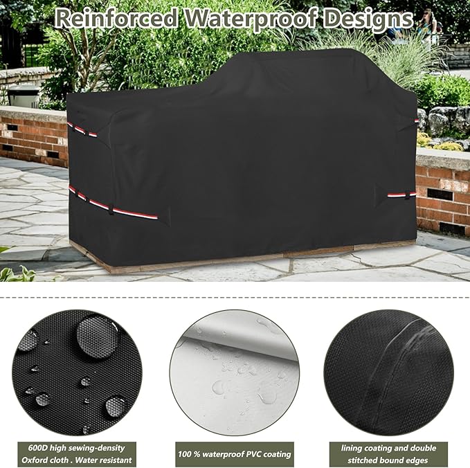 Bitubi 98 Inch Island Grill Cover - Resistant Cover for Island with Left/Right Grill Head,600D Heavy Duty Waterproof All Weather Protection Outdoor Cover,Black