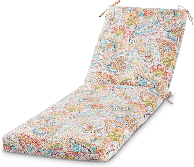 Outdoor Reversible Chaise Lounge Chair Cushion, Jubilee