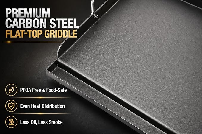Hisencn Griddle for Gas Grill, Grill Flat Top Griddle, Stove Top Griddle for Gas Stove, 25” x 16” Grill Griddle for Weber, Blackstone, Charbroil and More, Heavy-Duty Grill Flat Top Griddle