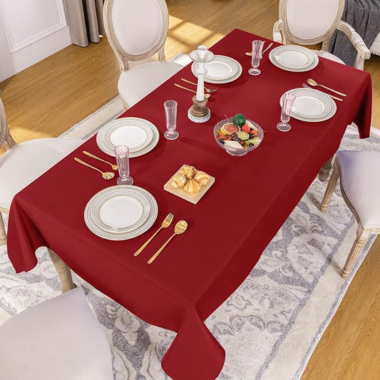 Softalker Rectangle Tablecloth, Waterproof Table Cloths Wrinkle Free Fabric Washable Polyester Table Cover for Dining Tables Party Outdoor Camping Parties Buffet - 60 x 84 inch, Red