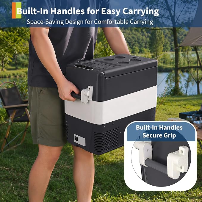 Garvee 42QT Electric Cooler, 12V Portable Car Refrigerator with Handle | -4℉ to 50℉ Truck Refrigerator, Car Fridge with AC/DC Power for Camping, RV, Road Trips & Outdoor Travel