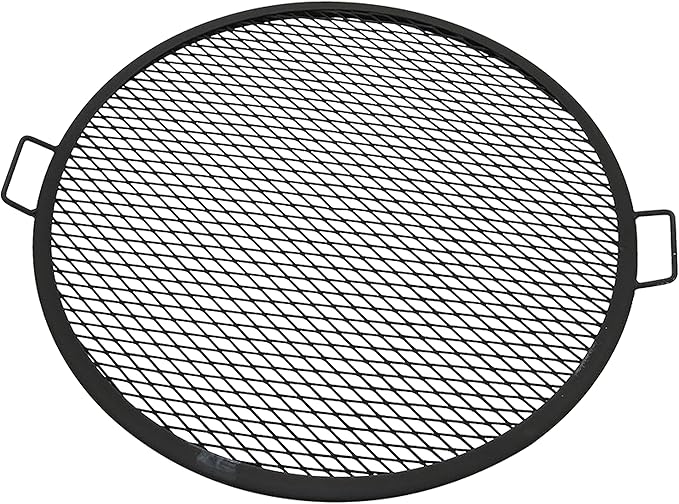 Sunnydaze X-Marks Outdoor Fire Pit Grill Grate for Cooking - Round Fire Pit Grate - Steel Campfire BBQ Grill with Handles - 30-Inch