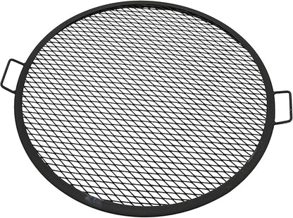 Sunnydaze X-Marks Outdoor Fire Pit Grill Grate for Cooking - Round Fire Pit Grate - Steel Campfire BBQ Grill with Handles - 30-Inch