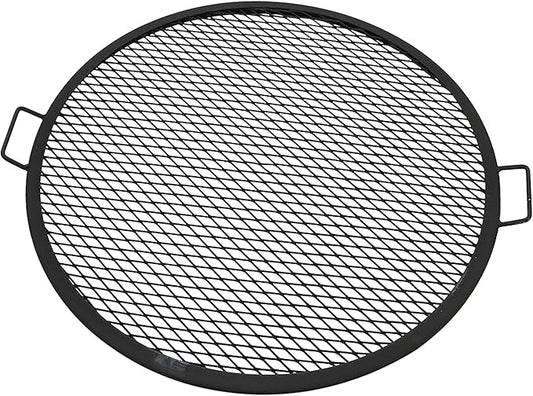 Sunnydaze X-Marks Outdoor Fire Pit Grill Grate for Cooking - Round Fire Pit Grate - Steel Campfire BBQ Grill with Handles - 30-Inch