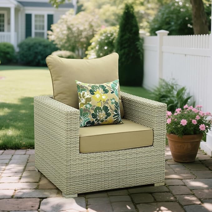 Deep Seat Patio Cushions Set 24 in x 24 in,Olefin Outdoor Seat Cushion,Patio Furniture Cushions with Removable Cover,Rain-Proof and Fade Resistant Deep Seat Bottom & Back Cushion, Set of 1