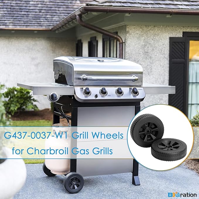 7 Inch G437-0037-W1 Grill Wheels Replacement Parts for Charbroil Various Models 463377319 463352521 463365021 469335115 463436415 463340516 Kenmore 415.16123800 Thermos 466360113, 2-Pack