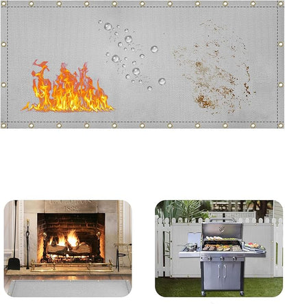 Heat Shield Behind Grill Grey Fireproof Cover and Screen Protect Deck Railing from Grill Heat Shield for Wood Stove, 3’x10’ Wall Protector for Fridge Waterproof BBQ Mat UV Resistant Privacy Screen