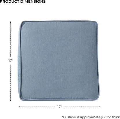 Indoor/Outdoor Chair Pads in Sunbrella Fabric – 17''x17'' Patio Seat Cushions with Foam Insert, Removable Reversible Cover & Ties for Patio Dining Chairs – Set of 2 or 4, Spectrum Denim