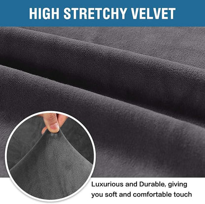 H.VERSAILTEX Stretch Velvet Armchair Cover Couch Covers 1 Cushion Chair Slipcover for Living Room Furniture Cover Crafted from Thick Comfy Rich Velour (Chair 31"-49", Gray)