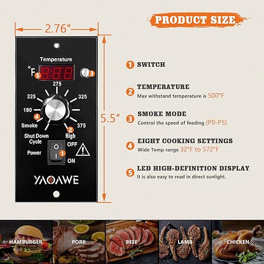 Digital Thermostat Kit Replacement Parts, Compatible with Traeger Pellet Grills, Digital Thermometer Pro Controller, with 7" Temperature Sensor