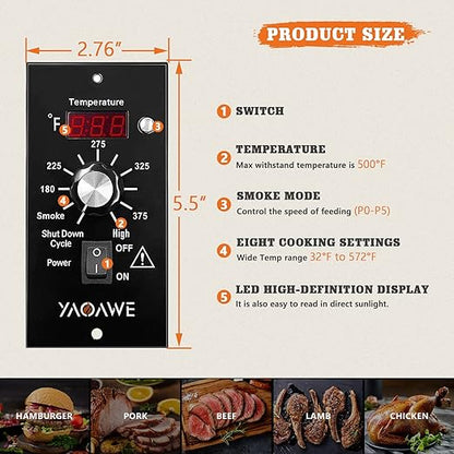 Digital Thermostat Kit Replacement Parts, Compatible with Traeger Pellet Grills, Digital Thermometer Pro Controller, with 7" Temperature Sensor