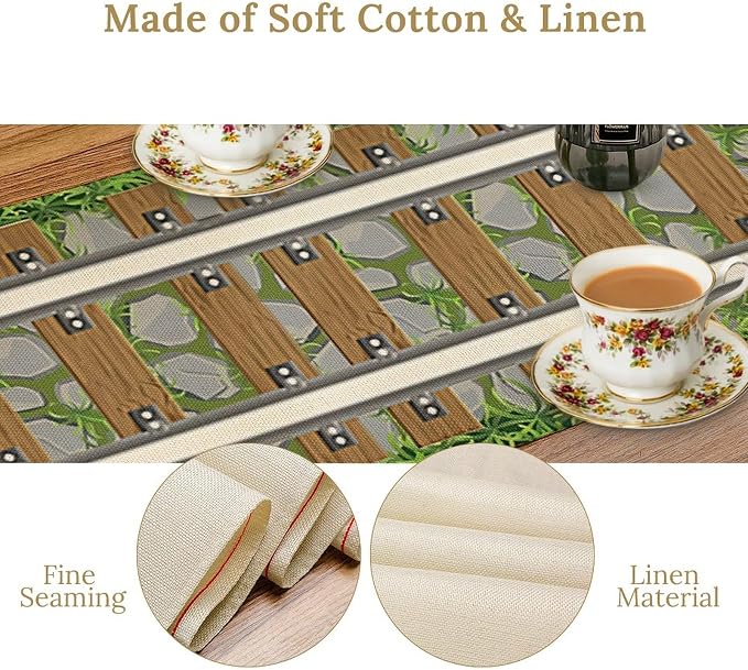 Western Railroad Track Cowboy Wild West Train Table Runner for Kitchen Dining Table Wedding Graduation Party 13x90in