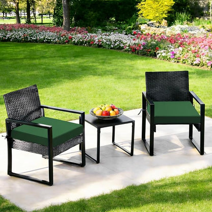 Outdoor Chair Cushions Set of 4, 19x19x3Inch Waterproof & Fade Resistant Patio Furniture Seat Cushions with Ties, Square Outdoor Dining Chair Cushions for Lawn, Garden, Deck&Yard, Forest Green