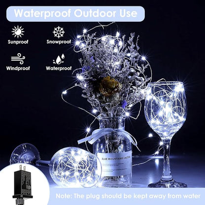 66FT 200 LED Fairy Lights with Remote, Plug in Twinkle Light Outdoor Indoor | 8 Modes, Timer, Dimmable, Memory Function, Waterproof Cool White String Lights for Bedroom Garden Party Christmas Decor