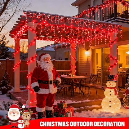 JMEXSUSS 400 LED Red Icicle Christmas Lights Outdoor | Connectable Red icicle Lights Indoor Outdoor with Remote, Christmas Lights for Valentine Room Fireplace Christmas Decorations