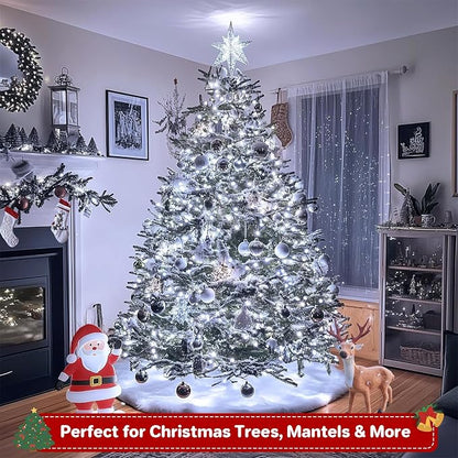 Extra Long 132FT Christmas Decorative Mini Lights, 400 LED Green Wire Fairy Starry String Lights Plug in, Timer & Memory & 8 Modes, for Indoor Outdoor Xmas Tree Wedding Party Decoration,Cool White