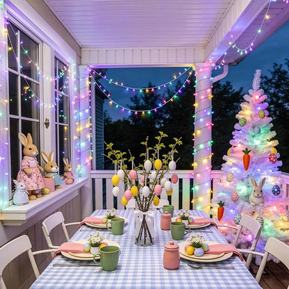 JMEXSUSS Easter Lights Clear Wire Outdoor Indoor, 168ft 600 LED Multicolor Easter String Lights Plug in for Bedroom Tree Room Party Decorations