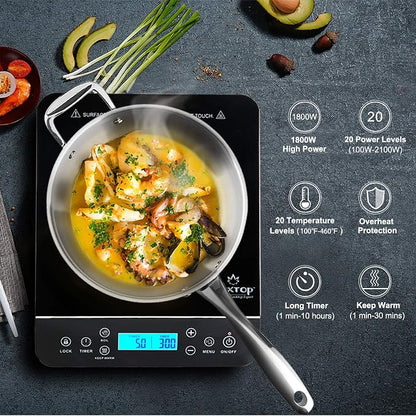 Duxtop Portable Induction Cooktop, Countertop Burner Induction Hot Plate with LCD Sensor Touch 1800 Watts, Silver 9600LS BT-200DZ (Pack of 3)