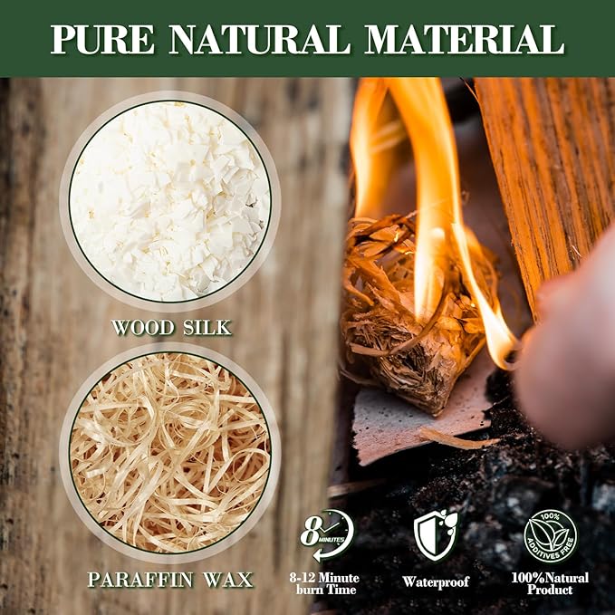 72PCS Fire Starter-Natural Fire Starters for Campfires, BBQ, Fireplaces, Barbecues, Chimneys, Fire Starters for Pizza Ovens, Fireplaces, Grills and Other Scenarios, Charcoal Starters
