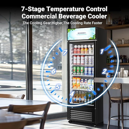 BODEGACOOLER Beverage Refrigerator, 321L/339 Qt Commercial Refrigerator For Kitchen, Home,Office and Garage, 300 Cans & 160 Bottles Display Refrigerator For Beer,Soda, Bar Cooler with Soft LED Light.
