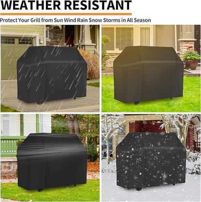NEXCOVER 58 inch Grill Cover for Outdoor Grill, Waterproof BBQ Cover, Fade Resistant Gas Barbeque Cover, Fits Grill of Weber, Brinkmann, Nexgrill, Black Barbecue Cover.