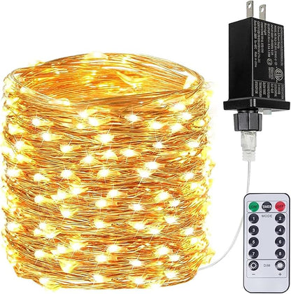 66FT 200 LED Fairy Lights with Remote, Plug in Twinkle Light Outdoor Indoor | 8 Modes, Timer, Dimmable, Memory Function, Waterproof Warm White String Lights for Bedroom Garden Party Christmas Decor