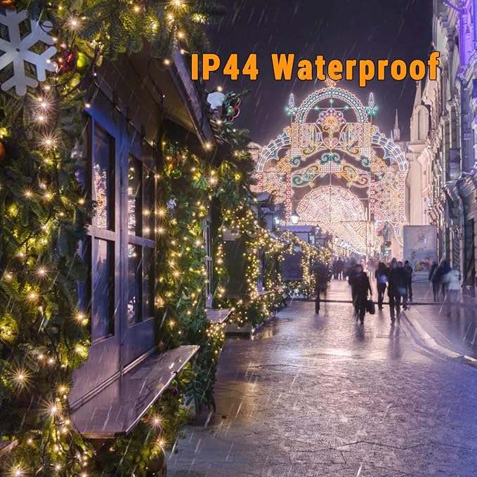 Brizled Outdoor Christmas Lights, 78.74 ft 240 LED Warm White String Lights | Plug in Christmas Tree Lights; Connectable 8 Modes Mini Led Xmas Lights Waterproof for Indoor Outside Christmas Decorations
