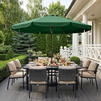 ABCCANOPY 10ft Scalloped Patio Umbrella, Outdoor Table Umbrella with Tilt and Crank, Fiberglass Ribs Deck Umbrella for Patio, Pool, Garden, Picnic (Green)