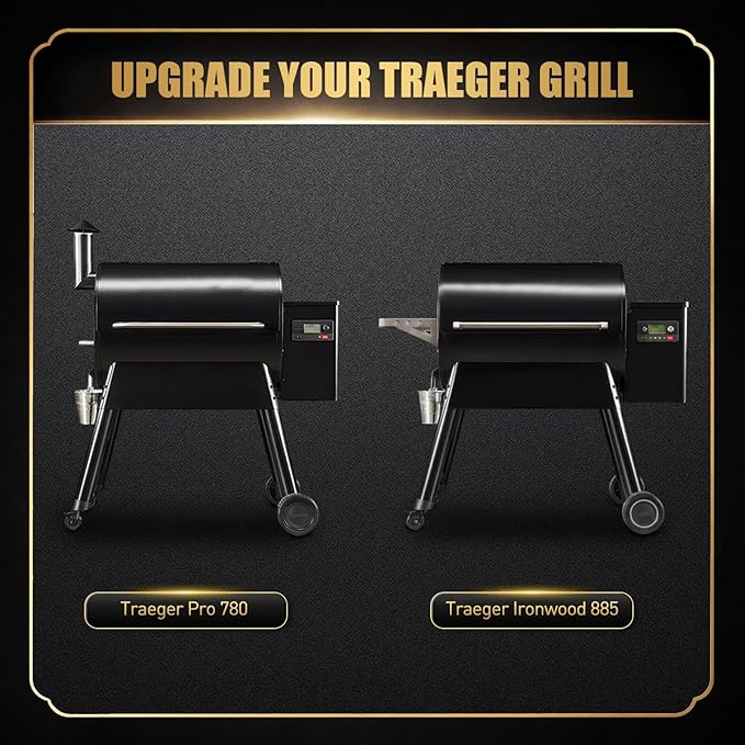 QuliMetal Folding Front Shelf for Traeger Pro 780 and Ironwood 885 Pellet Grills – Steel Grill Accessory,Compatible with Traeger BAC442, Ideal for Food Prep and Storage, 32.9'' X 11.5''