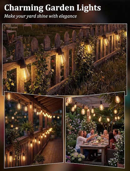 S14 Outdoor String Lights 30FT, Waterproof Patio Lights with 11 Shatterproof LED Bulbs (1 Spare), UL Certified Commercial Grade Black Wire Hanging Lights for Outdoor, Indoor, Backyard, Porch