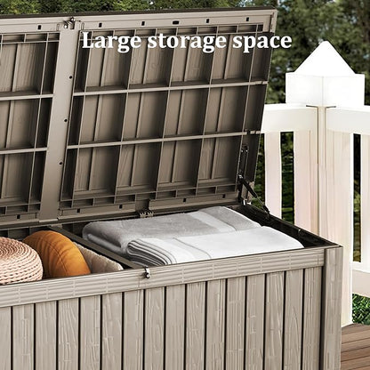 270 Gallon Resin Large Deck Box Organization and Storage Box for Patio, Outdoor Cushions, Garden Tools, Gray