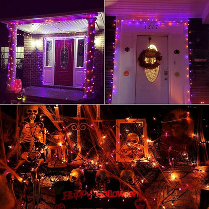 Orange & Purple Halloween Lights, 25ft 100 Count Incandescent String Light | UL Certified Connectable Mini Bulbs String Lights for Outdoor, Indoor, Garden, Porch, Party, Home, Halloween Decor