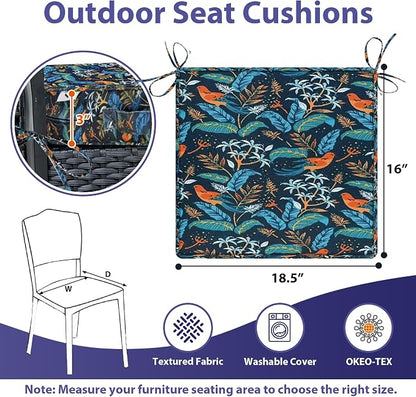IPYNBAP Outdoor Chair Cushions Set of 4 -Waterproof Outdoor Seat Cushions for Patio Furniture, Patio Chair Cushion with Handle and Ties, Out Door Chair Pads,18.5x16x3-Square, Black Nightingale