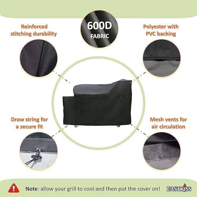 Grill Cover for Recteq Flagship 1600 | RT-1250 | RT-700 Wood Pellet Grill w/Smokebox - Heavy Duty Waterproof Fade Resistant Pellet Grill Cover for Rectec 1600 Grill with Smoke Box Accessories