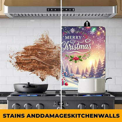Christmas Stove Top Cover Snowman Stove Top Cover for Home Decoration Kitchen Pad Non-Stick Washable Cooktop Covers Countertop Protector Keep Stove Clean 28"x20" (Tree)