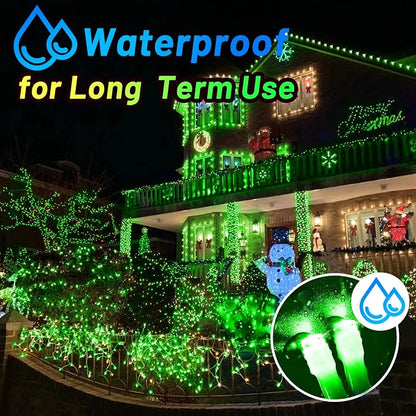 KNONEW Outdoor Christmas Lights 300 LED 99ft String Lights 8 Modes & Memory Fairy Light Plug in Waterproof LED String Lights for Xmas Yard Tree Wedding Party Holiday Decorations(Green)