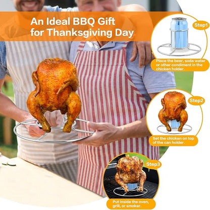HaSteeL Beer Can Chicken Holder 1 Pack, Stainless Steel Chicken Rack for Grill Smoker Oven BBQ, Vertical Beer Butt Chicken Stand for Tender Roaster Chicken & Turkey, Sturdy & Dishwasher Safe