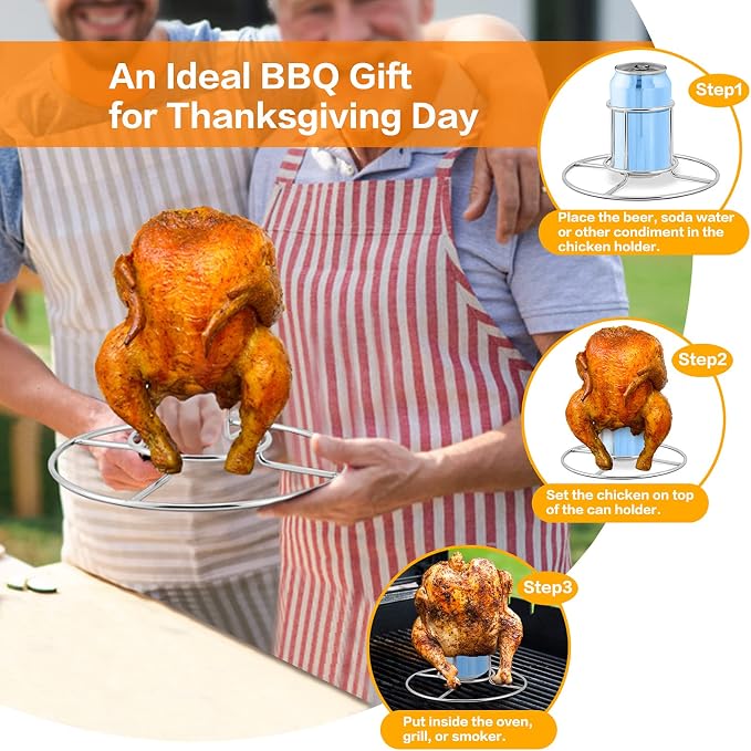 HaSteeL Beer Can Chicken Holder 3 Pack, Stainless Steel Chicken Rack for Grill Smoker Oven BBQ, Vertical Beer Butt Chicken Stand for Tender Roaster Chicken & Turkey, Sturdy & Dishwasher Safe