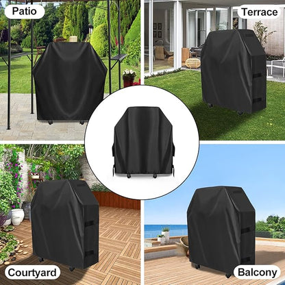 OutdoorLines Waterproof Heavy Duty BBQ Grill Cover - Universal Barbecue Grill Covers UV Resistant Barbeque Gas Grill Cover for Outdoor Outside Grill, 32L x 24W x 43H Inch, Black