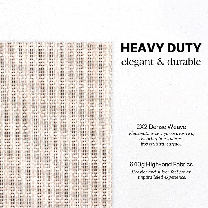 LEXMORE Placemats Set of 8 Vinyl/Plastic Woven Place Mats for Kitchen Table Indoor/Outdoor Washable Placemat Wipeable Dining Table Mats(Beige White)
