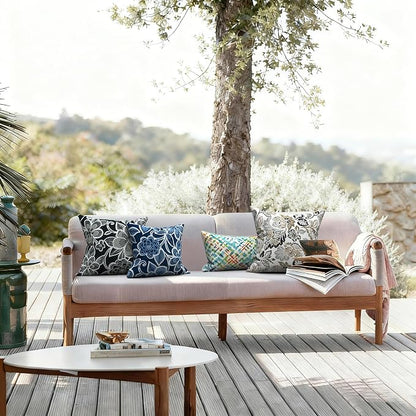 LVTXIII 2 Pack Outdoor Pillow Covers ONLY 18x18 Inch, Water-Repellent Square Decorative Cushion Covers for Patio Furniture, Garden, Sofa, Flower Black