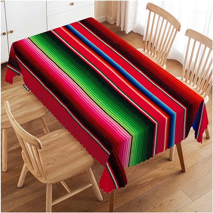Swono Decorative Rectangle Table Cloth Mexican Style, Traditional Blankets Colorful Stripes Polyester Tablecloth Kitchen Table Cover for Dining BBQ Picnic Coffee Table 50x72, 4-6 Seats