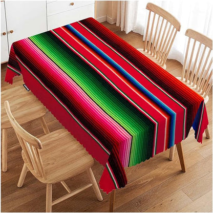 Swono Decorative Rectangle Table Cloth Mexican Style, Traditional Blankets Colorful Stripes Polyester Tablecloth Kitchen Table Cover for Dining BBQ Picnic Coffee Table 50x72, 4-6 Seats