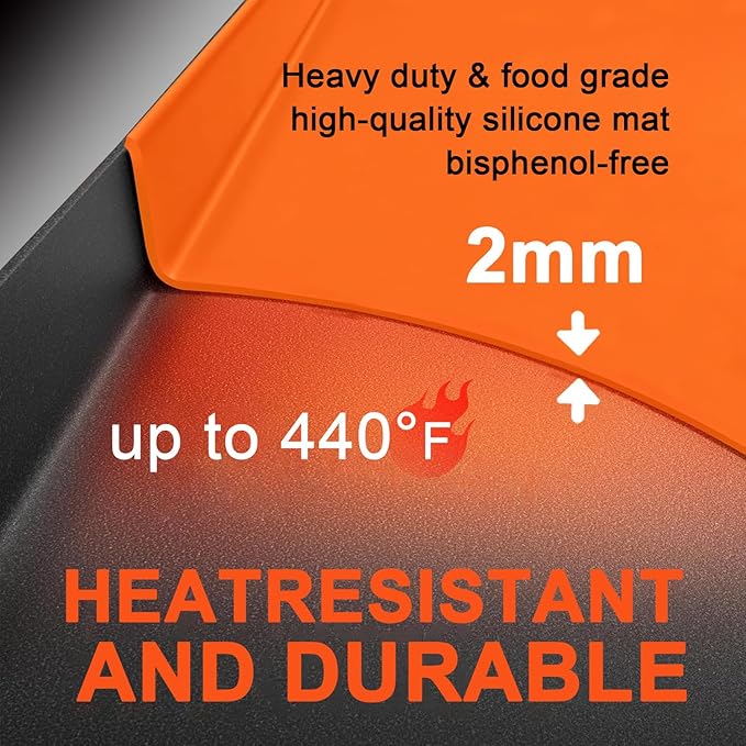 28'' Silicone Griddle Mat for Blackstone, Grade Griddle Cover for Heavy Duty Food, Full Protection from Dirt, Rust, Insects, and Leaves - All Season Use (Orange, 28 inch)