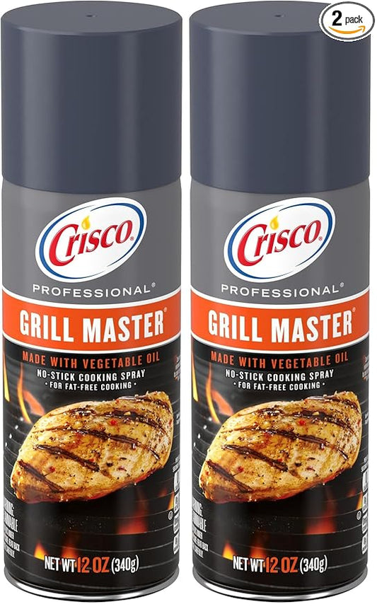 Crisco Cooking Spray, No-Stick | Grill Master | 12 Ounce | Pack of 2
