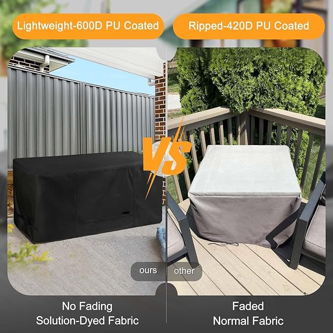 NettyPro Deck Box Cover Outdoor Waterproof Storage Bench Cover for Rectangular Deck Box, 50 x 21 x 23 inch, Black