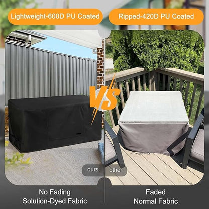 NettyPro Deck Box Cover Outdoor Waterproof Storage Bench Cover for Rectangular Deck Box, 50 x 21 x 23 inch, Black