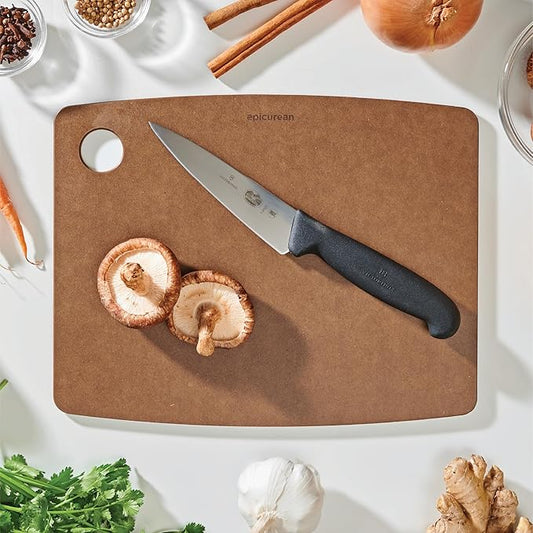 Epicurean Kitchen Series 14.5" × 11.25" Cutting Board, Non-Toxic, Dishwasher Safe, Made in the USA, Nutmeg